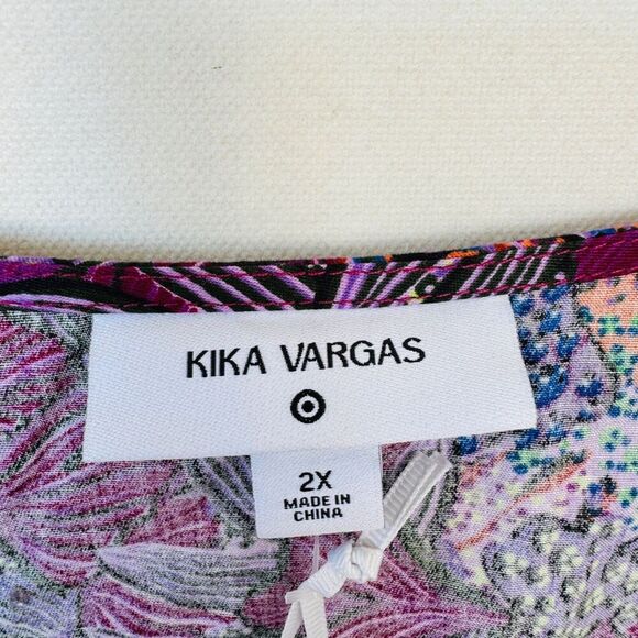 Kika Vargas x Target Wrap Blouse Floral Top 2X Fairy Boho Casual Summer Purple - Picture 4 of 8
